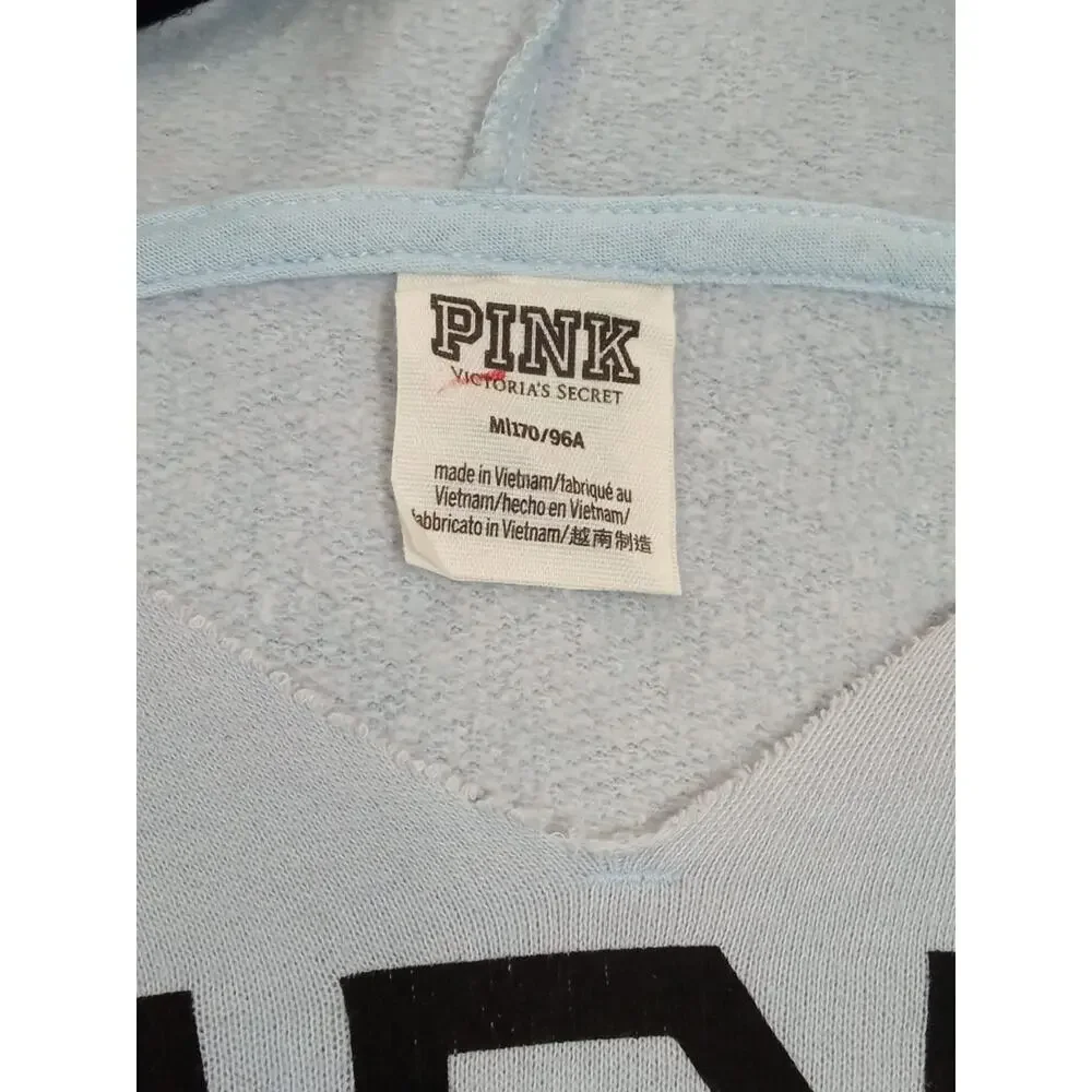 PINK by VICTORIA SECRET Women's Hooded Sweatshirt Light Blue Size M